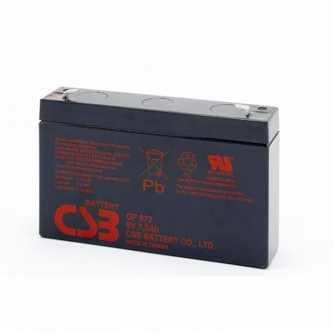 Свинцово-кислотный аккумулятор CSB GP672 6В 7.2Aч 247 247-1